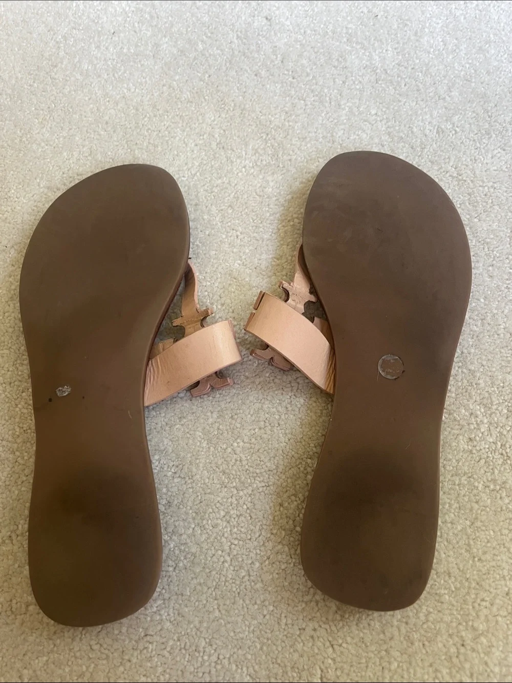 Tory Burch Leather Thong Sandals in Brown and Nude